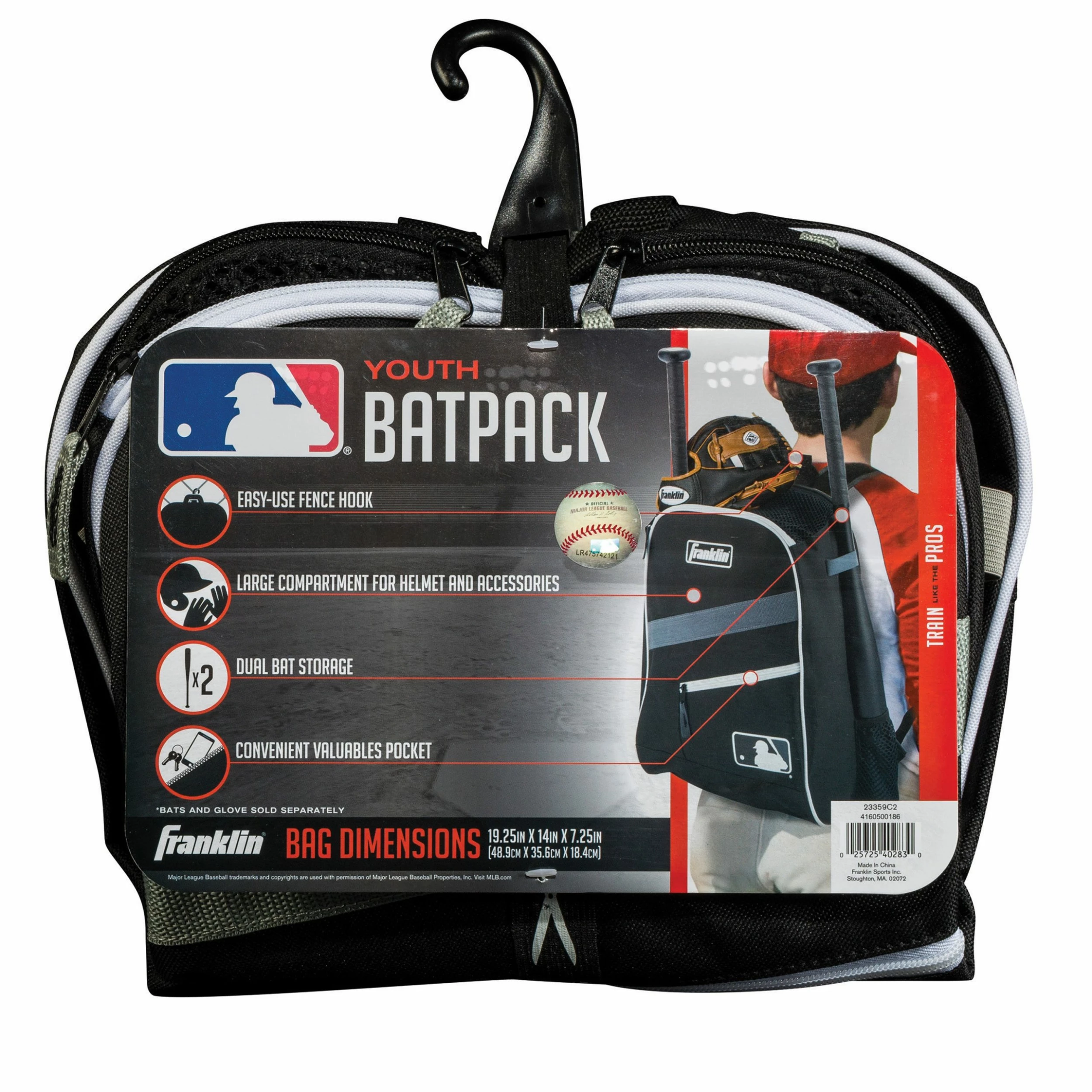 Franklin Sports Black Batpack Equipment & Bat Backpack - Image 3