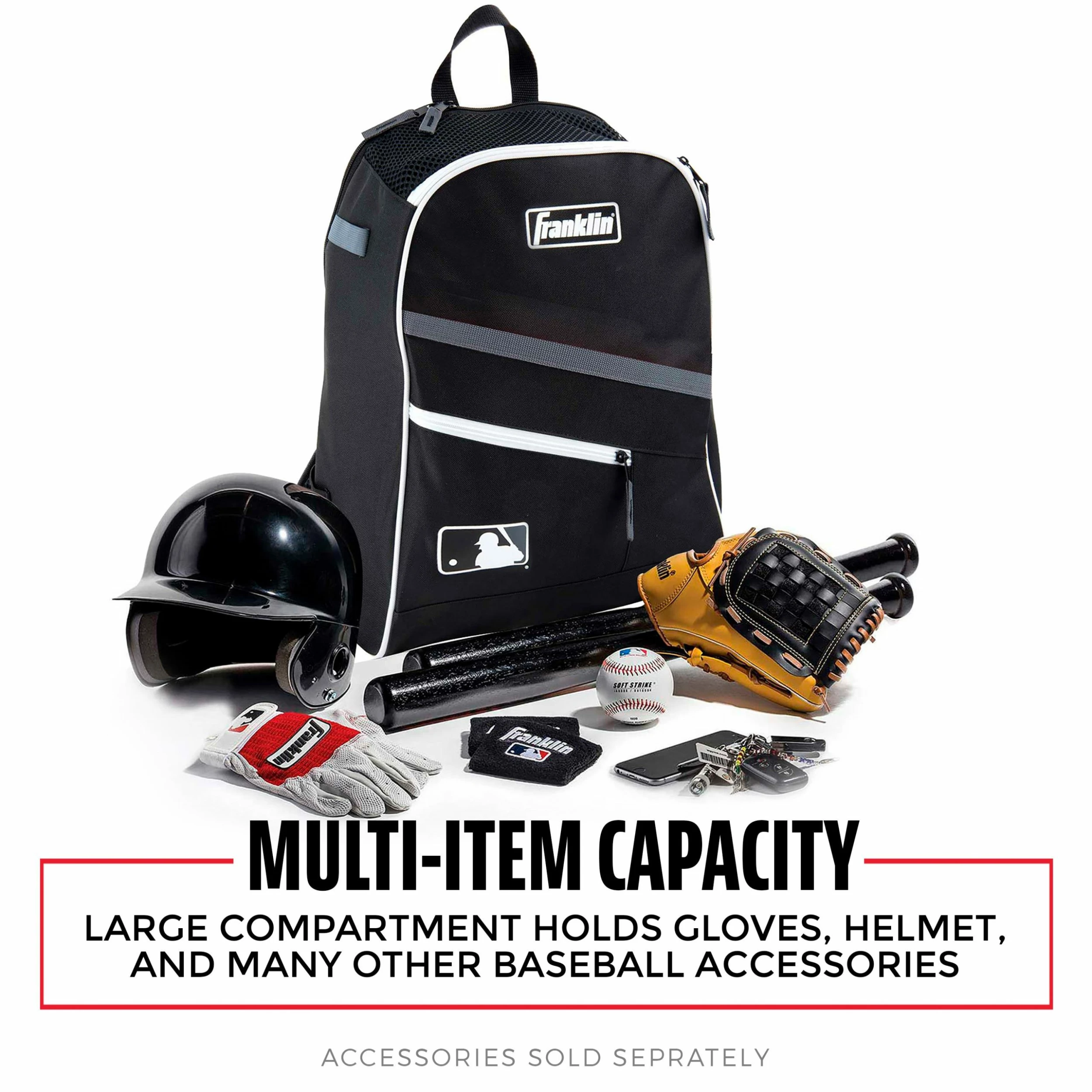 Franklin Sports Black Batpack Equipment & Bat Backpack - Image 5
