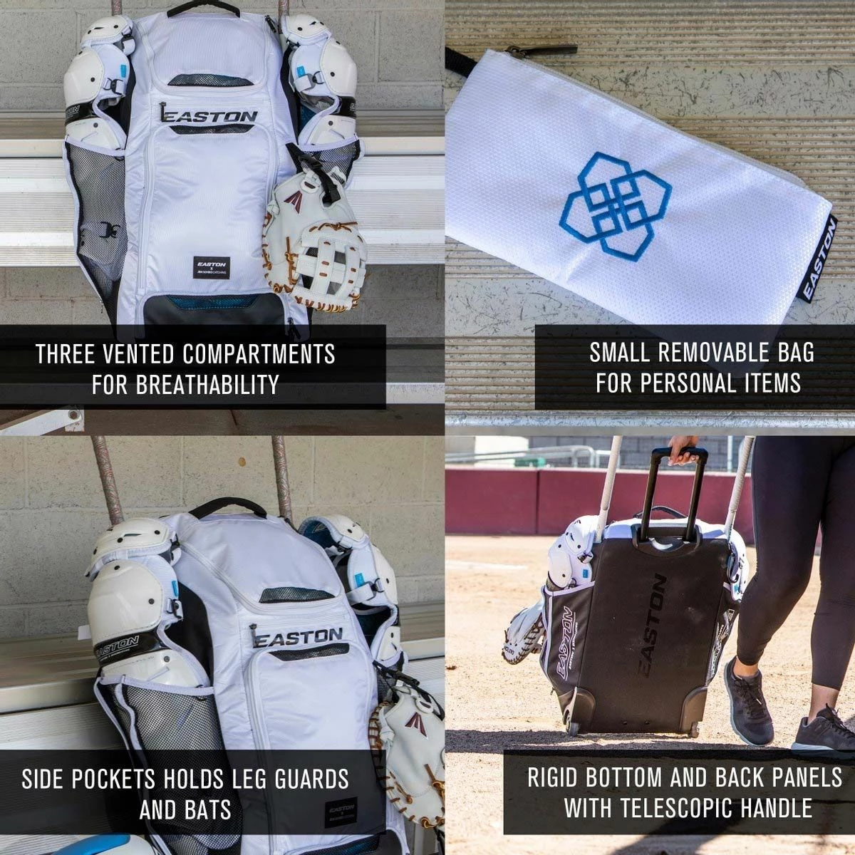 Easton Jen Schro Catcher’s Wheeled Equipment Bag Black - Image 4