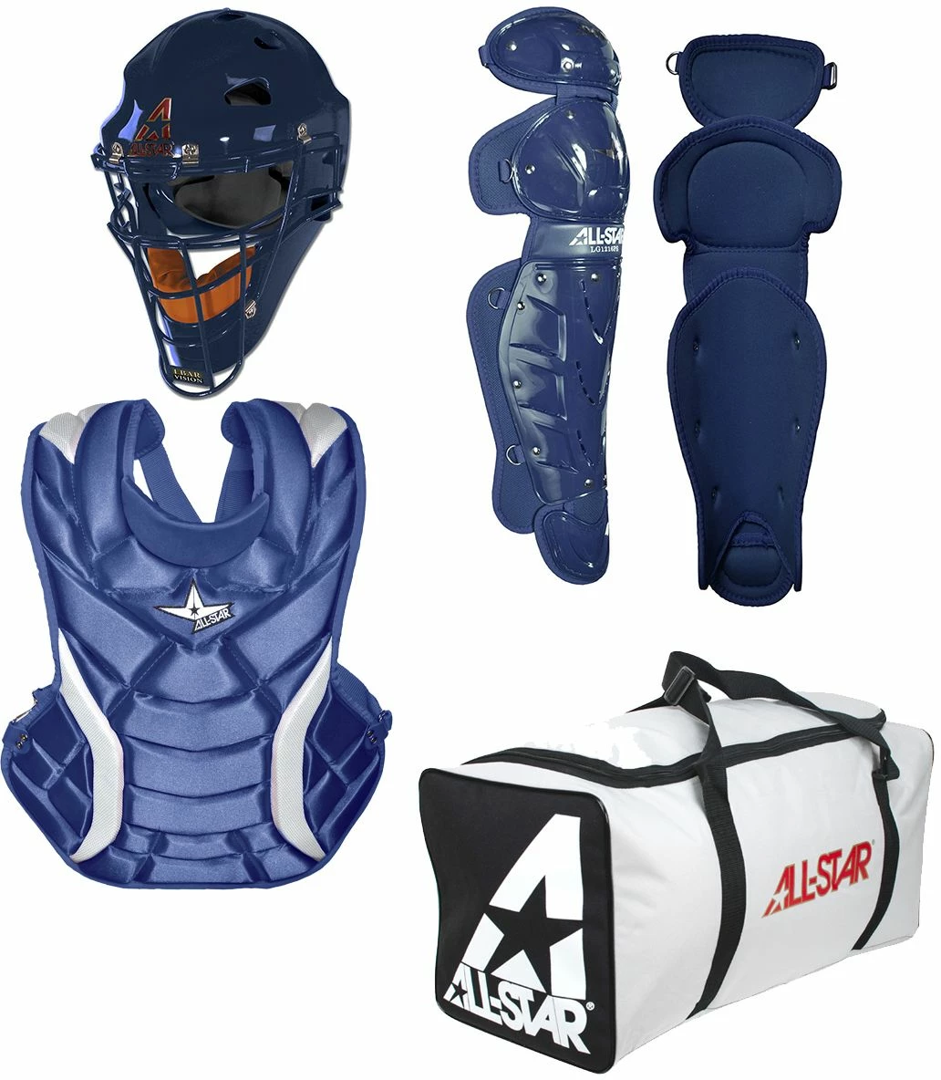All-Star All Star CKW13.5PS Fastpitch Softball Catcher's Gear Kit, AGE 9-12 Black